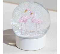 Mingfuxin, Flamingo Snow Globe and Crystal Ball with White Base, Glitter Snowball, Flamingo Snow Globe for Girls and Women Adults, 100mm Valentine's Day Gift for Her