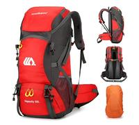 Mingfuxin Hiking Backpack 50L, Lightweight Outdoor Camping Rucksack with Waterproof Rain Cover, Trekking Walking Backpack Travel Daypack Travel Bag for Climbing Cycling Hiking