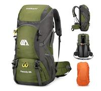 Mingfuxin Hiking Backpack Waterproof 50L, Lightweight Outdoor Camping Rucksack with Rain Cover for Women Men Climbing Cycling Hiking Trekking Walking Backpack Travel Daypack Travel Bag
