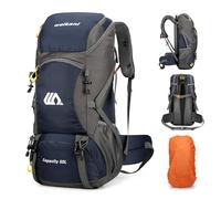 Mingfuxin Hiking Backpack Waterproof 50L, Lightweight Outdoor Camping Rucksack with Rain Cover for Women Men Climbing Cycling Hiking Trekking Walking Backpack Travel Daypack Travel Bag