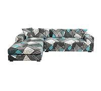 Mingfuxin L-Shaped Sofa Slipcovers, 2PCS Jacquard Polyester Fabric Stretch Sofa Covers Furniture Protectors + 2 Pillow Covers for L Shape Sectional Sofa Couch (L-Shaped 3+3 Seats, Printed#22)