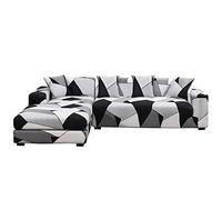 Mingfuxin L-Shaped Sofa Slipcovers, 2PCS Jacquard Polyester Fabric Stretch Sofa Covers Furniture Protectors + 2 Pillow Covers for L Shape Sectional Sofa Couch (L-Shaped 3+3 Seats, Printed#13)