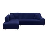 Mingfuxin L-Shaped Sofa Slipcovers, 2PCS Polyester Stretch Sofa Covers Furniture Protectors with 2 PCS Pillow Covers for L Shape Sectional Sofa Couch(L-Shaped 3+3 Seats, Dark Blue)