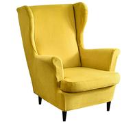 Mingfuxin Wingback Chair Covers 2 Piece Set Stretch Wing Chair Cushion Sofa Slipcover, Removable Velvet Wing Back Armchair Slipcovers Furniture Protector for Living Room Bedroom Hotel