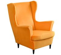 Mingfuxin Wingback Chair Covers 2 Piece Set Stretch Wing Chair Cushion Sofa Slipcover, Removable Velvet Wing Back Armchair Slipcovers Furniture Protector for Living Room Bedroom Hotel