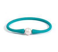 MINGHANG 9-11mm Silicone Edison Freshwater Pearl Bracelets,Womens Charm Bangle Jewelry,Colored Dainty Personalized Stretch Mood Rubber Bands for Men and Women 6.5'' 7'' 7.5'', 7inch(18.2cm), Pearl