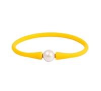 MINGHANG 9-11mm Silicone Edison Freshwater Pearl Bracelets,Womens Charm Bangle Jewelry,Colored Dainty Personalized Stretch Mood Rubber Bands for Men and Women 6.5'' 7'' 7.5'', 7.50inch(19.2cm), Pearl