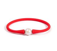 MINGHANG 9-11mm Silicone Edison Freshwater Pearl Bracelets,Womens Charm Bangle Jewelry,Colored Dainty Personalized Stretch Mood Rubber Bands for Men and Women 6.5'' 7'' 7.5'', 7.50inch(19.2cm), Pearl