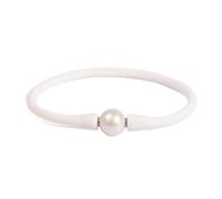 MINGHANG 9-11mm Silicone Edison Freshwater Pearl Bracelets,Womens Charm Bangle Jewelry,Colored Dainty Personalized Stretch Mood Rubber Bands for Men and Women 6.5'' 7'' 7.5'', 7inch(18.2cm), Pearl