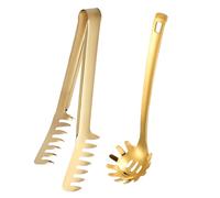 Minging 2-Piece Spaghetti Server Set, Stainless Steel Pasta Tongs & Spoon, Gold