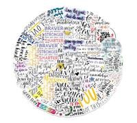 MINGJIAOSM-50 Black and White English Phrases, Graffiti Stickers, Helmets, Mobile Phones, locomotives, Computers, Decoration Stickers