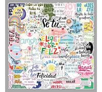 MINGJIAOSM-50 Motivational Spanish Graffiti Stickers Text Short Sentences Decorate Water Glasses Mobile Phone Computer Stickers