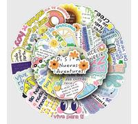 MINGJIAOSM-50 Motivational Spanish Stickers Positive Energy Sentence Phrases Waterproof Decorative Water Glass Notebook Stickers