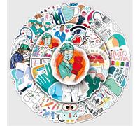 MINGJIAOSM-50 Pcs Doctor Career Graffiti Stickers Cartoon Creative Decorative Water Glass Phone Case Luggage Sticker