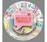 MINGJIAOSM-50 Pieces Encourage Yourself Doodle Stickers English Short Sentences Decorate Phone Case Luggage Water Cup Stickers