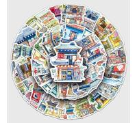 MINGJIAOSM-50 Retro Street Shop Cartoon Hand-Drawn Graffiti Decorated Skateboard Luggage Stickers