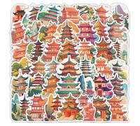 MINGJIAOSM-60 Chinese Style Landscape Architecture Sticker Pack Chinese Style Style Handbook Decoration Tourism Collage Stickers