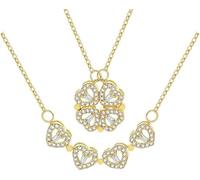 Mingkeda Four Leaf Clover Necklace Foldable Women 925 Sterling Silver Sparkling Cubic Zirconia Four Hearts Grass Women Necklaces Crocker Retro Magnetic Foldable, Zinc, Cubic Zirconia