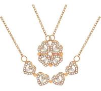 Mingkeda Four Leaf Clover Necklace Foldable Women 925 Sterling Silver Sparkling Cubic Zirconia Four Hearts Grass Women Necklaces Crocker Retro Magnetic Foldable (Rose gold)
