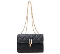 Mingkeda Quilted Leather Crossbody Purse for Women Trendy Ladies Shoulder Bag with Chain Designer Purses, Crossbody Bags, Black-2