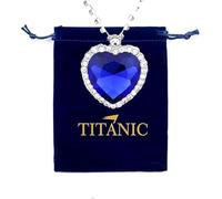 Mingkeda Titanic Heart of the Ocean Necklace Love Heart Pendant Necklace Forever Sapphire Pendant Shining Crystal Zircon Jewelry Gifts for Women (Blue)