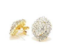 Mingkeda Women's Stunning Crystal Diamante Cluster Stud Earrings for Party Prom Clear Gold, 4 UK, Cubic Zirconia, Cubic Zirconia