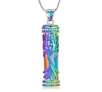mingkejw Cylinder Cremation Jewelry Urn Necklaces for Ashes Human Pet Tree of Life Ashes Keepsake Necklace Stainless Steel Memorial Pendant for Women Men Loved Ones, One Size, Stainless Steel, No