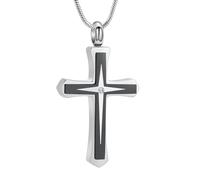 mingkejw Stainless Steel Cross Urn Necklace for Ashes - Memorial Keepsake Pendant with Gift Box, Screw Top Seal Design, 20" Chain Included, Cremation Jewelry for Ashes Holder, One Size, Stainless