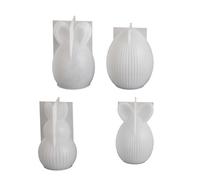 MINGLEA 4Pcs Striped Easter Eggs Rabbit Silicone Molds Multipurpose Silicone Candle Molds for Epoxy Resin Handmade Candle Soap