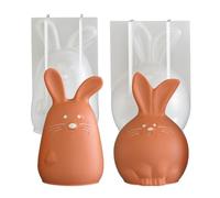 MINGLEA Easters Rabbits Silicone Candle Mould Flexible Demold Designs Food Grade Materials for Candle Soap Chocolate Crafting