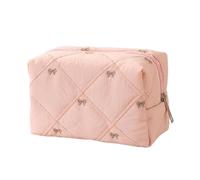 MINGLEA Elegant Quilted Bowknot Design Cosmetic Case with Polyester Materials and Large Storage for Organized Makeup Arrangement Poly, P, Mass Beauty