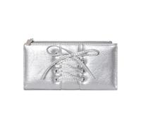 MINGLEA Lightweight Portable Long Wallet Easy Carry Bows Tie Strap Large Capacity Card Slots Coin Pocket for Women and Girls PU Leath, Silver, Mass Beauty