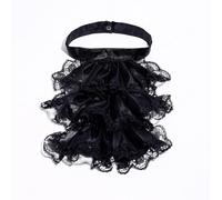 MINGLEA Ruffled Lace Jabot Collar with Button Closure for Masquerades Stage Victorian Royal Styles Costume Detachable