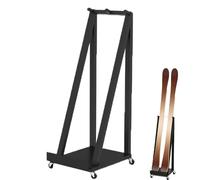 Minglez 1 2 3 4 5 6 Pair Ski Rack Freestanding, Metal Ski Storage Holders with Lockable Wheels, Vertical Skateboard Longboard Display Stand for Garage(Hold 1 pair ski)