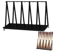 Minglez 1 2 3 4 5 6 Pair Ski Rack Freestanding, Metal Ski Storage Holders with Lockable Wheels, Vertical Skateboard Longboard Display Stand for Garage(Hold 5 pair ski)