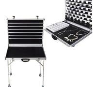 Minglez Jewelry Street Vending Cart on Wheels, Aluminum Alloy Stall Cart for Business, Foldable Vendor Kiosk for Sale Earring/Necklace/Craft Display(80x60cm(31.5x23.6in))