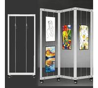 Minglez Movable Folding Display Rack for Painting Exhibition / Poster, Large Artwork Display Frame for Kindergarten, Promotional Works Showcase Screen White(6 pcs,100x240 cm/3.3x7.9 ft)