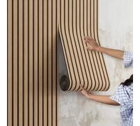 Minglez Peel and Stick 3D Wall Panels Faux Wood, Self Adhesive Wallpaper for Living Room/Kitchen/Bathroom, Decorative Foam Ceiling Tiles for Covers Cracks(Brown/A,0.6x21m/2x69ft)