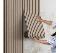 Minglez Peel and Stick 3D Wall Panels Faux Wood, Self Adhesive Wallpaper for Living Room/Kitchen/Bathroom, Decorative Foam Ceiling Tiles for Covers Cracks(Brown/B,0.6x6.0m/2x20ft)