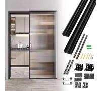 Minglez Sliding Door Kit 24 30 40 50 61 inch Trackless Ghost Sliding Door Hardware Kit, Invisible Barn Door Track for Mirrored Door/Wooden Door, Soft Close Hidden Barn Door Set(172cm/67.7in)