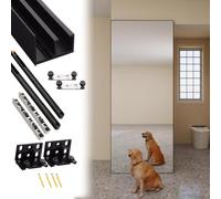Minglez Sliding Door Kit Concealed Invisible Sliding Door Hardware Set, Mirrored Barn Door Hidden Track for Ghost Door, Trackless Pocket Door Kit 61 76 79 80 82 85 90 180 cm(139cm/54.7in)
