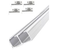 Minglez Sliding Door Kit Double Barn Door Sliding Kit 6 8 9 10 11 12 15 16 17 18 19 ft, Bypass Door Track for Pocket/Cabinet/Wooden Doors, Heavy Duty Box Rail Hardware Set(6ft/183cm)