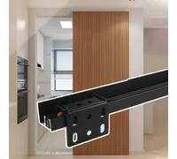 Minglez Sliding Door Kit Invisible Trackless Sliding Door Hardware Kit, Internal Concealed Barn Door Track with Soft Close, Wall Mount Black Ghost Door Roller Set Heavy Duty