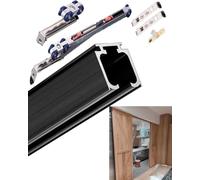 Minglez sliding door kit Pocket Door Track Soft Close Kit for Barn Door, Ceiling Garage Door Rails Hanger for Folding Panels/Bifold Door, Sliding Door Hardware(Black,5.9ft/179.8cm)