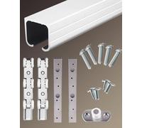 Minglez Sliding Door Kit Silver Barn Door Hardware Kit with Pulley, Wood Garage Door Track Set Aluminum Alloy, Top Hung Single Door Rail Set for Kitchen/Bedroom/Shed(9.6ft/2.9m)