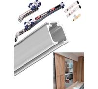 Minglez Soft Close Sliding Door Kit - 8.5ft Pocket Door Track & Hardware for Barn, Ceiling & Bifold Doors - Heavy-Duty Silver Hanger System for Smooth Operation