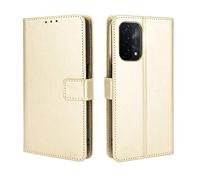 MingMing Wallet Case for OPPO A54 5G Case, Retro Style Wallet Magnetic Cover with Credit Card Slots and Flip Stand, Leather Phone Case Compatible with OPPO A54 5G, Golden