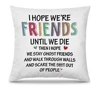 Mingnei I Hope We're Friends Until We Die Throw Pillow Covers Couch Home Cushion Cover, Ghost Friends Friendship Sofa Living Room Bed Decorative Pillow Cases 18 x 18 Pillowcase