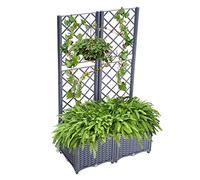 Mingone Trellis Raised Bed Planter Garden Patio Balcony Plant Box Trellis Trellis for 2 Large Planters with Self-Watering (Grey Blue, 80 x 40 x 136 cm)