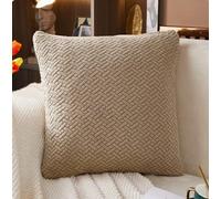 MINGPINHUIUS 1PC Cushion Covers 45 x 45 cm - Solid Soft Stretch Throw Pillow Covers 18 x 18 Inch Square Pillowcase for Couch Sofa Home Decoration (Light Coffee Weaves)